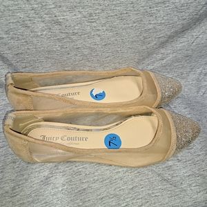 Juicy Couture women's nude beige  rhinestone ballerina flats size 7.5 guc